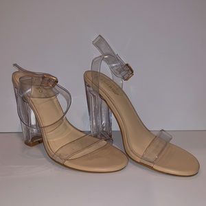 Bamboo clear strap heels